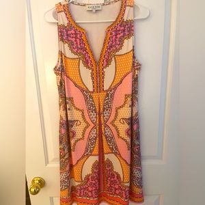 Hale Bob v neck sheath short sleeve dress